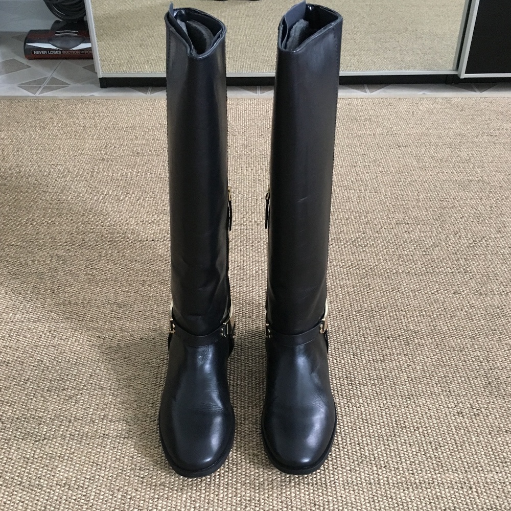 New Zara Tall Leather Riding Boots 10 Black